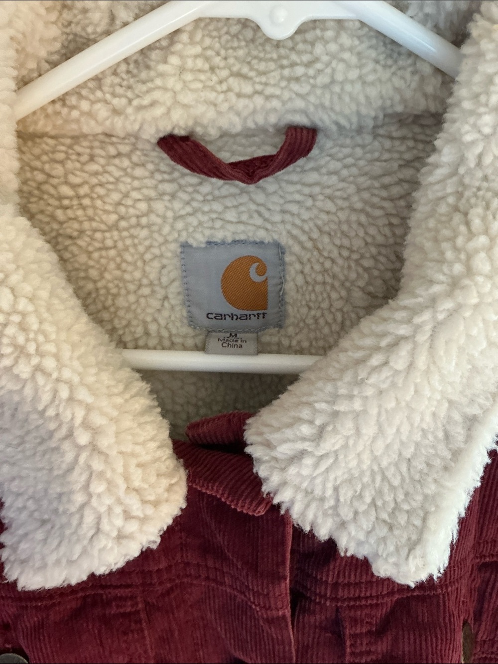 Carhartt Women's Burgundy Corduroy Jacket with Sherpa Collar - Picture 2 of 3